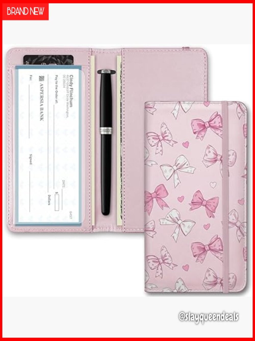 Slim RFID Blocking Leather Checkbook Cover for Duplicate Checks